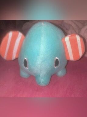 Blue Elephant Plush Stuffed Animal with Striped Ears